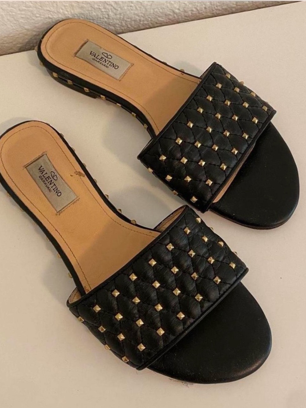 Valentino black studded slides US 8